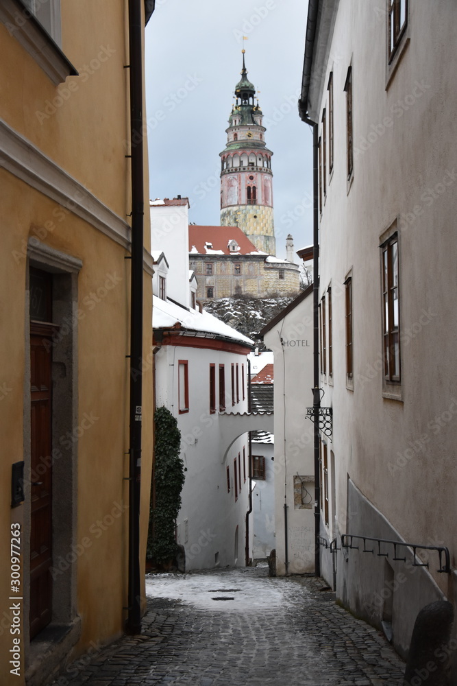 Czech Krumlov - Street and view on the Castle - Czech republic - South Bohemia