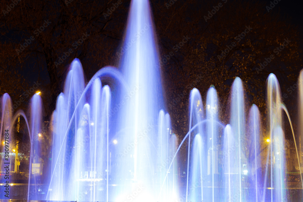 The colorful of fountain at night