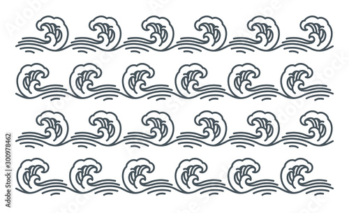 Great sea wave pattern vector isolated on white background. Editable. - Vector.