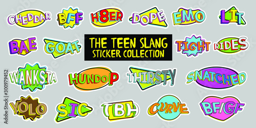 The Teen slang sticker collection