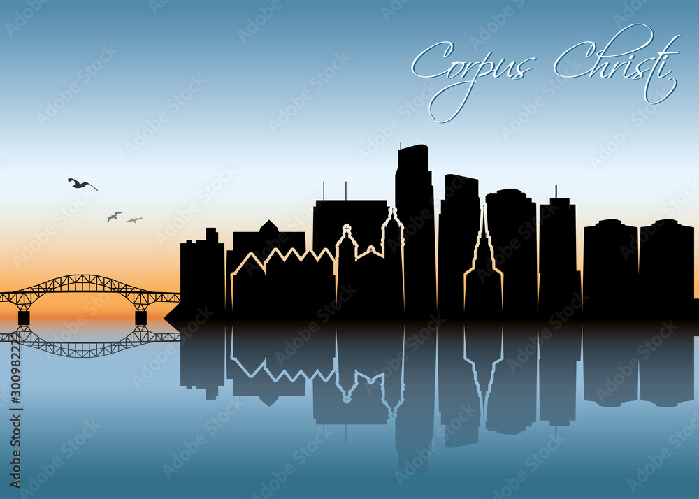 Obraz premium Corpus Christi skyline - United States of America - USA - Texas - vector illustration