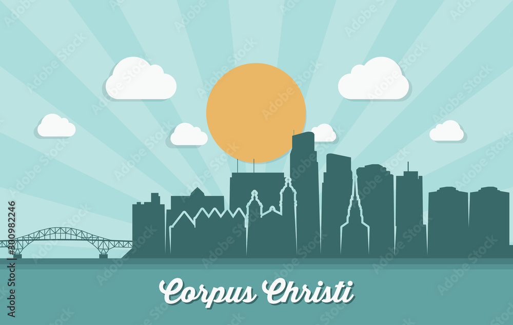 Corpus Christi skyline - United States of America - USA - Texas - vector illustration