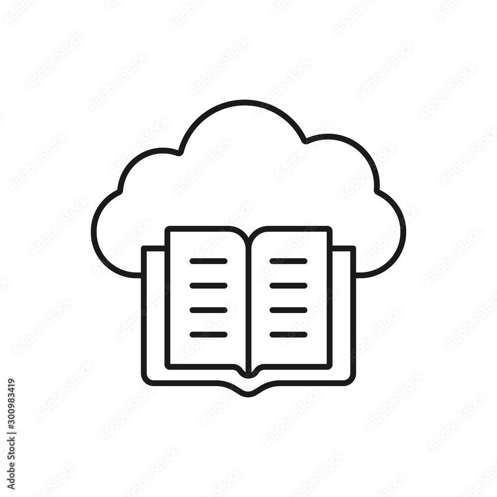 cloud library - minimal line web icon. simple vector illustration. concept for infographic, website or app. cloud library - minimal line web icon. simple vector illustration. concept for infographic, website or app.