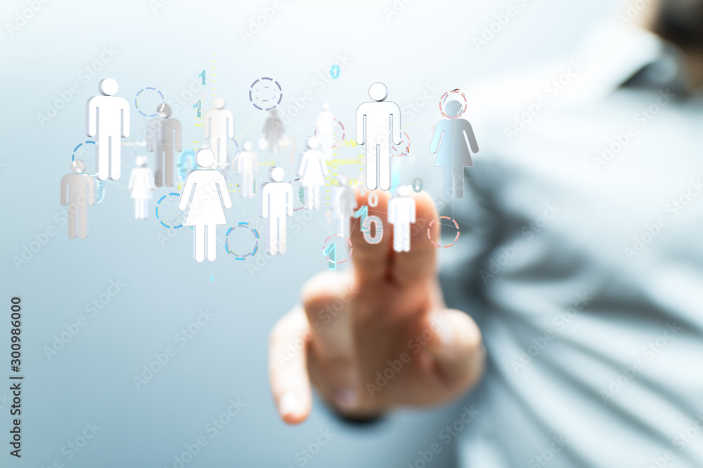 Network connections team working and interacting