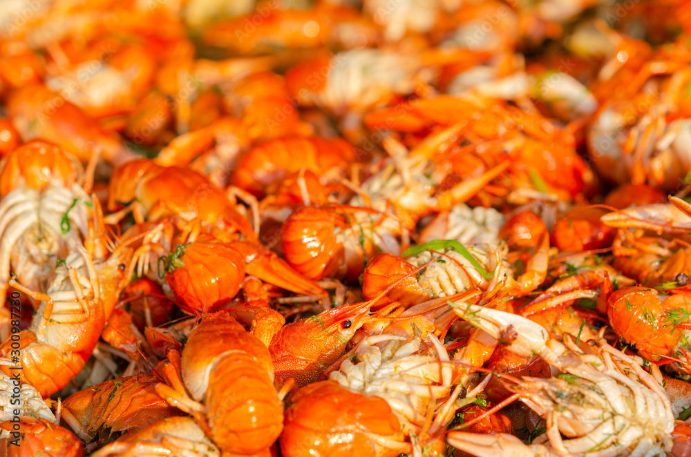 Homemade southern crawfish boil in a cooking pan Homemade southern crawfish boil in a cooking pan
