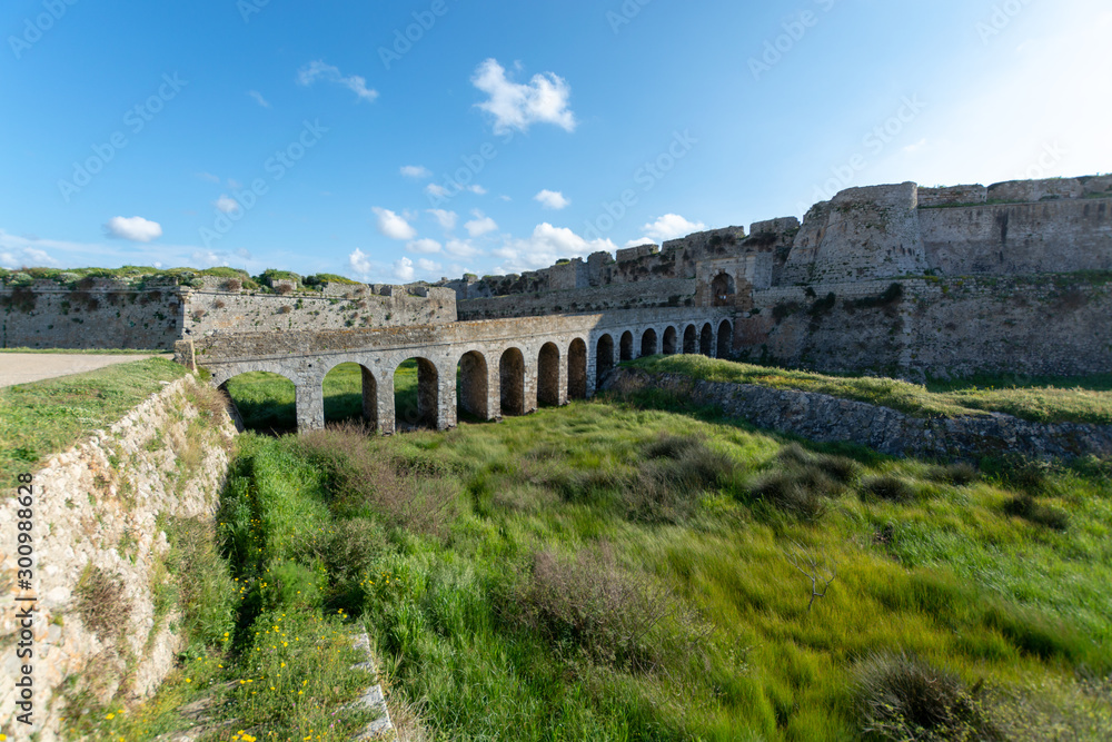 Old venetian fortress in small greek town Methoni on Peloponnese