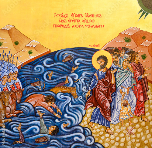 Photography Icon of the Crossing of the Red Sea – Moses leading Israelites through the Sea of Reeds