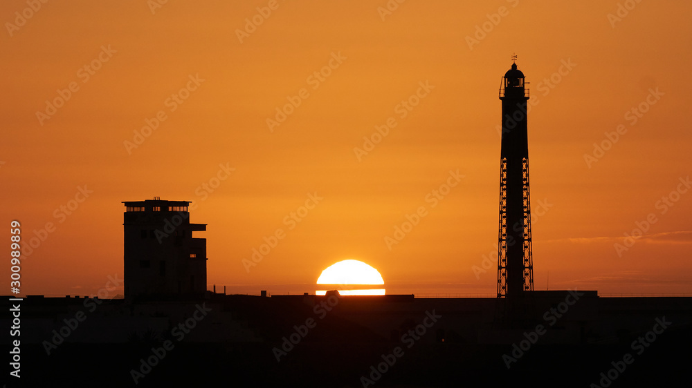 Sunset at Saint Sebastian Lighthouse Cadiz