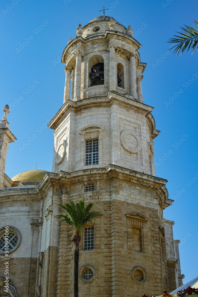 Church in old central part of  ancient town Cadiz, Andalusia, Spain