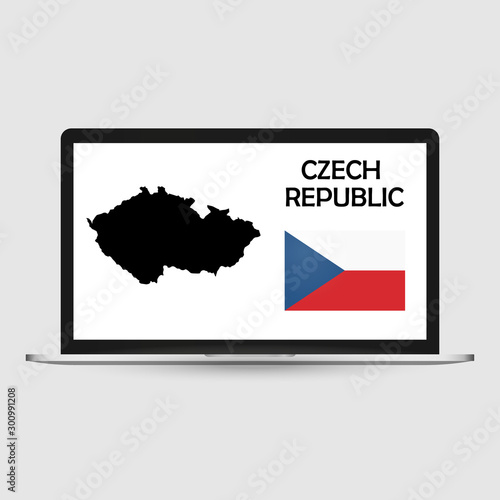 Computer monitor with a flag and map country Czech Republic. photo