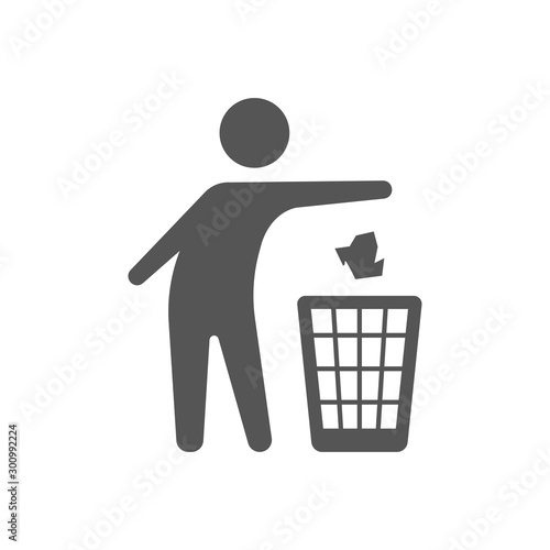 Throwing trash vector icon on white background. Flat vector throwing trash icon symbol sign from modern behavior collection for. Mobile concept and web apps. EPS 10 photo