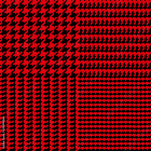 Red Black Glen Plaid Seamless Vector Pattern. Christmas Background. 9x9 Houndstooth Prince of Wales Check. Scottish Fabric Print. Pixel Pattern Tile Swatch Included.