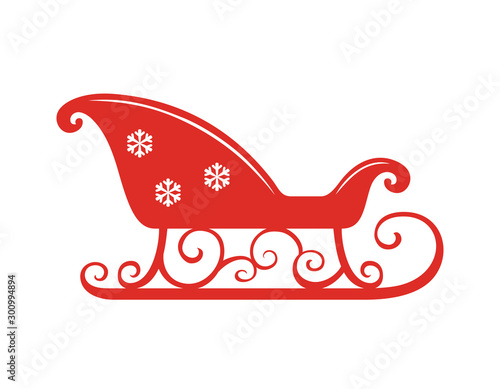 Sleigh santa claus. Christmas tree toy. Templates for laser cutting, plotter cutting, wood carving or printing. Vector monochrome illustration of new year decoration.