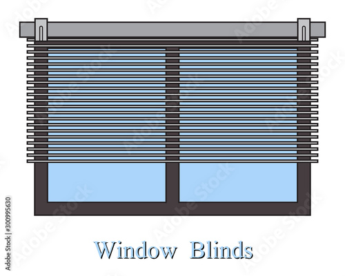 Window blinds are horizontal classical in modern design. Vector illustration isolated.