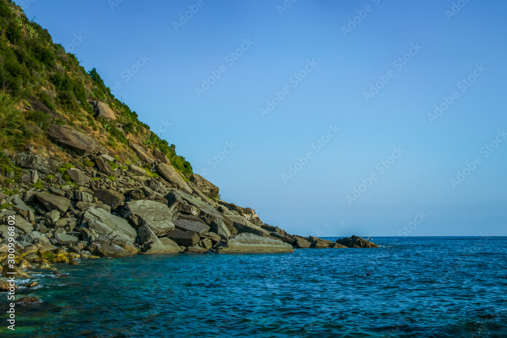 The new beach of Vernazza from Cinque Terre, La Spezia, Italy The new beach of Vernazza from Cinque Terre, La Spezia, Italy
