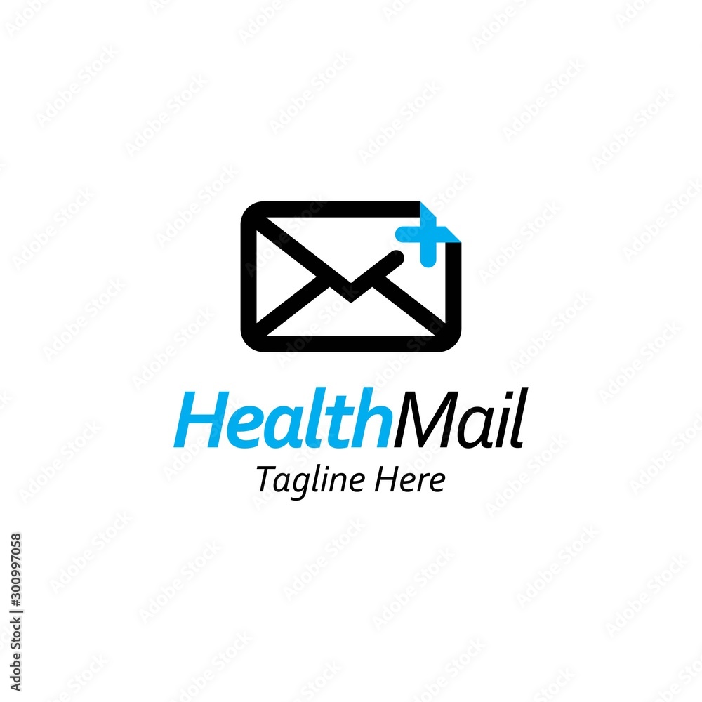 Mail logo design inspiration.Envelope with cross healthcare symbol Mail logo design inspiration.Envelope with cross healthcare symbol
