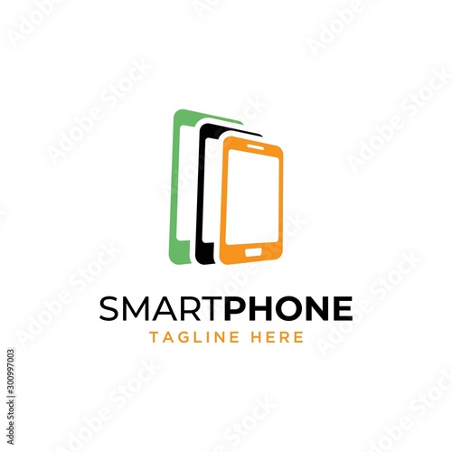 Mobile phone logo design concept illustration.Smart phone icon vector template