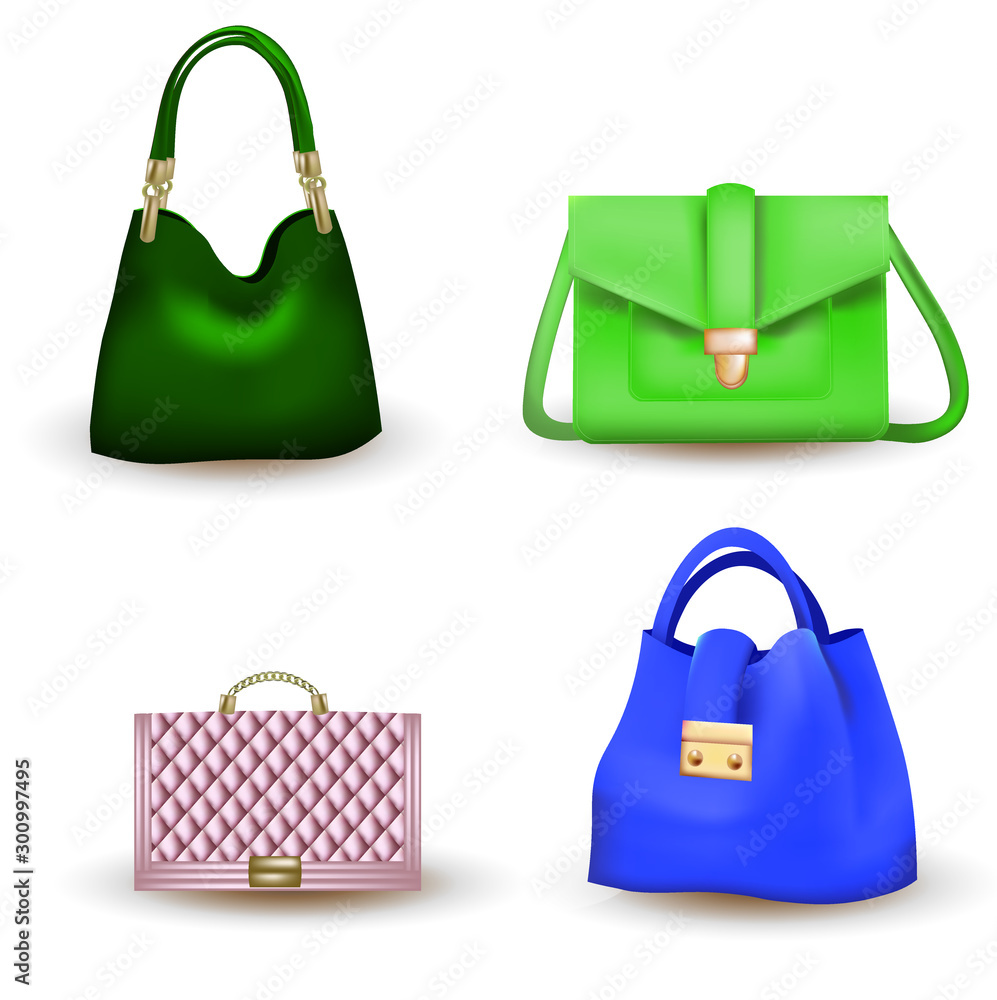 Woman bag set on white background, vector Woman bag set on white background, vector