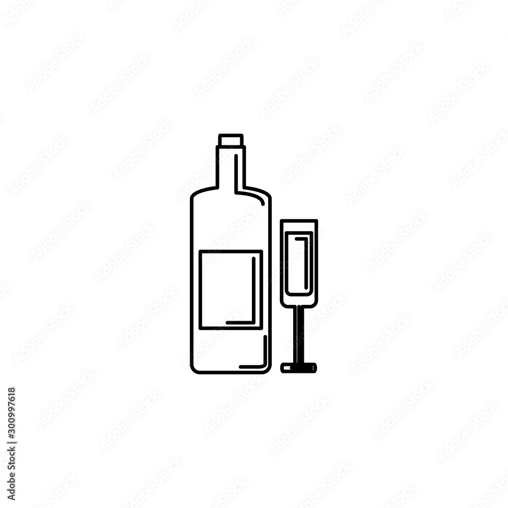 Isolated bottle and cup icon line design Isolated bottle and cup icon line design