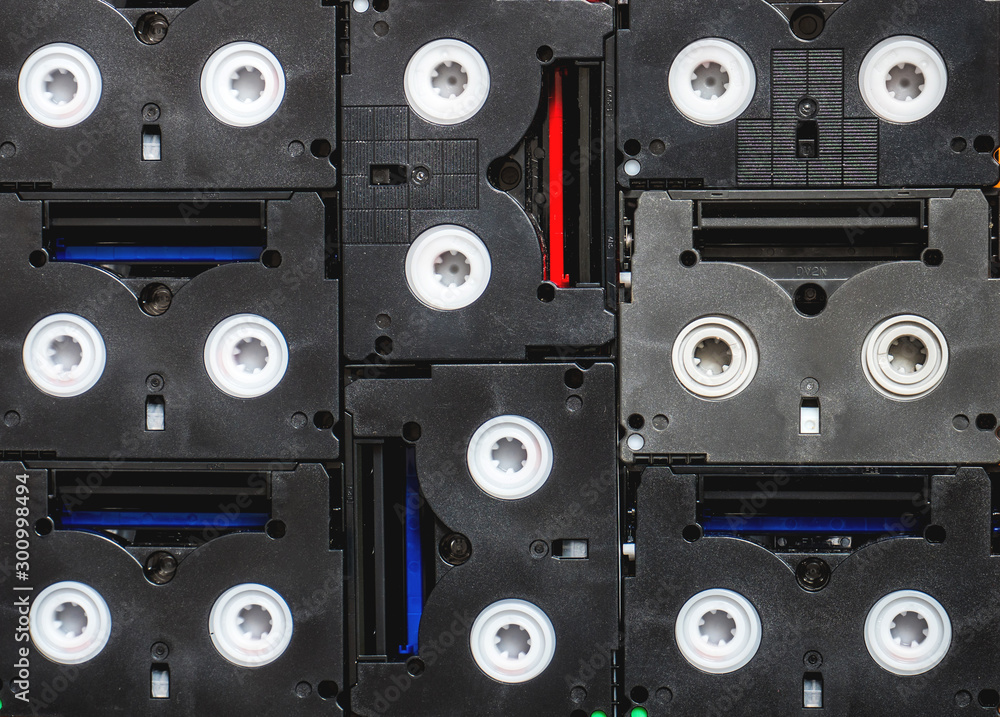Obraz premium Analog Magnetic VHS Video Tapes Backdrop