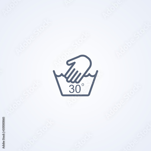 Hand wash at 30 degrees, vector best gray line icon