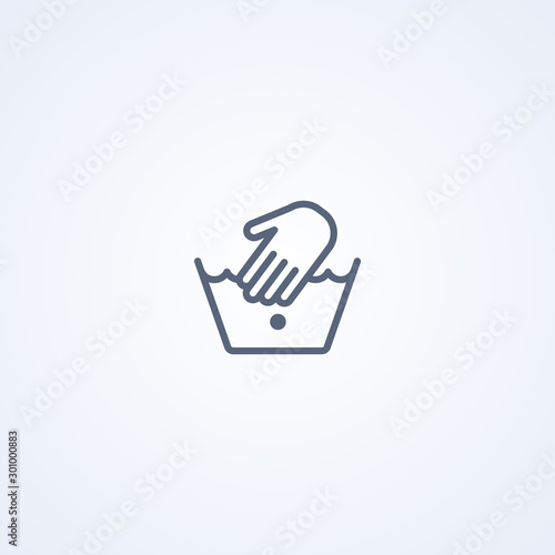 Hand wash at low temperature, vector best gray line icon