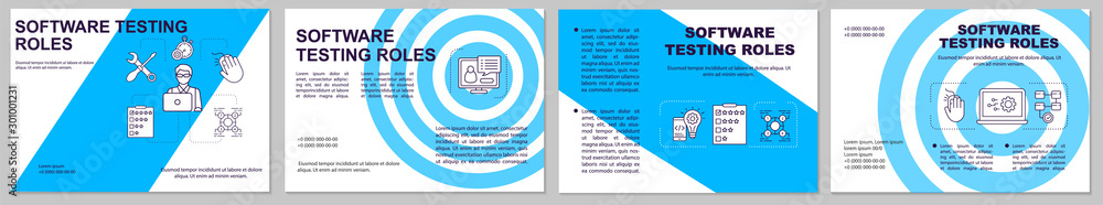 Software testing roles horizontal brochure template. Flyer, booklet ...