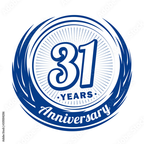 Thirty-one years anniversary celebration logotype. 31st anniversary logo. Vector and illustration.