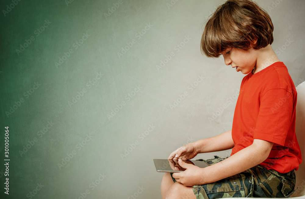 Obraz premium kids online security and internet addiction concept