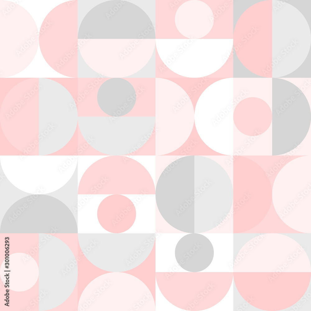 Vector seamless geometric pattern in scandinavian style with circles and semicircles