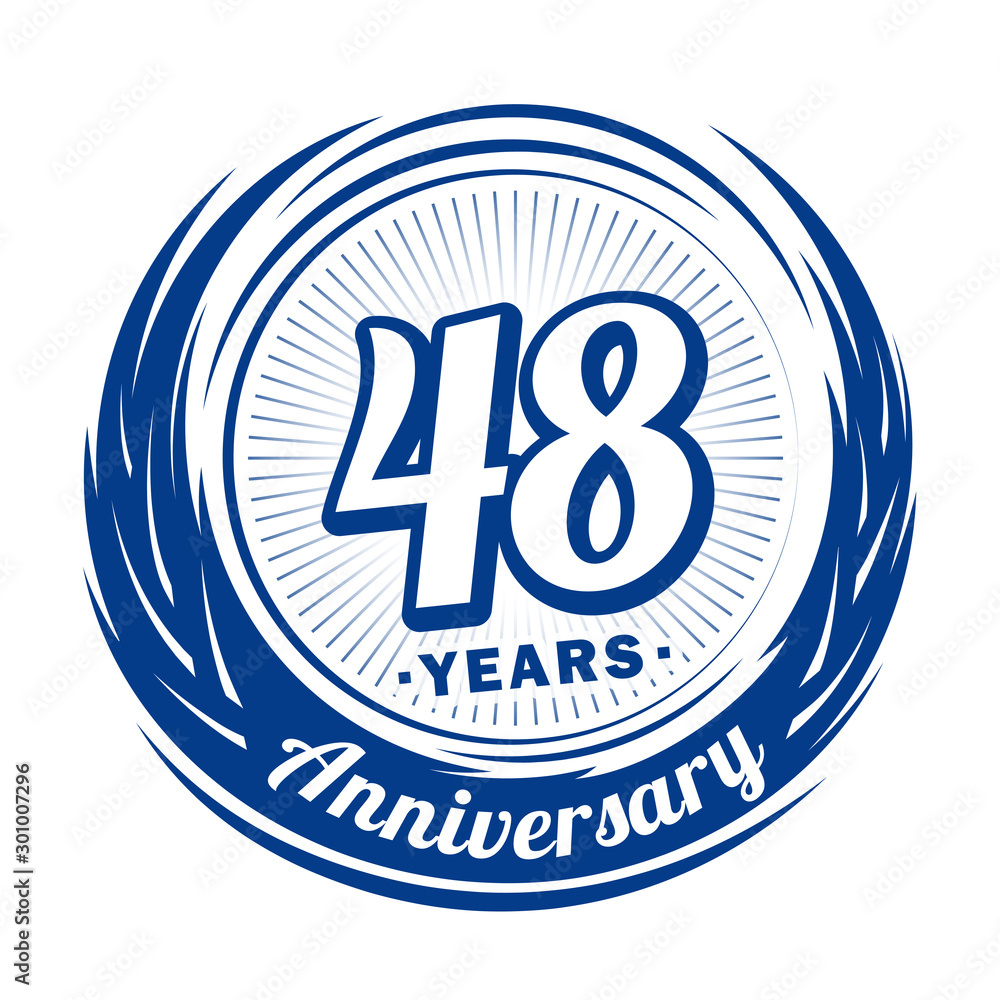 Forty-eight years anniversary celebration logotype. 48th anniversary logo. Vector and illustration.