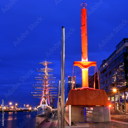 Photography The Victorian Diving Bell attraction by the River Liffey in Dublin, Ireland illu
