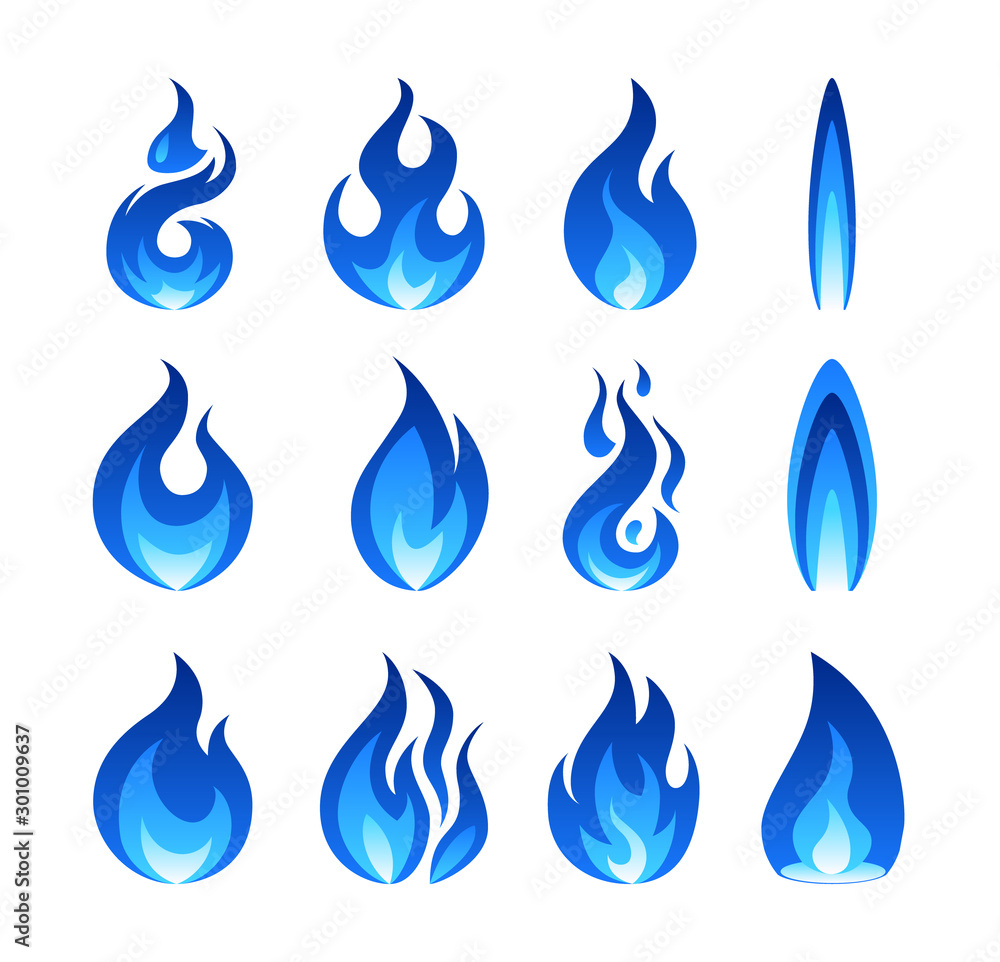 Gas fire flame, vector illustration in flat style Gas fire flame, vector illustration in flat style