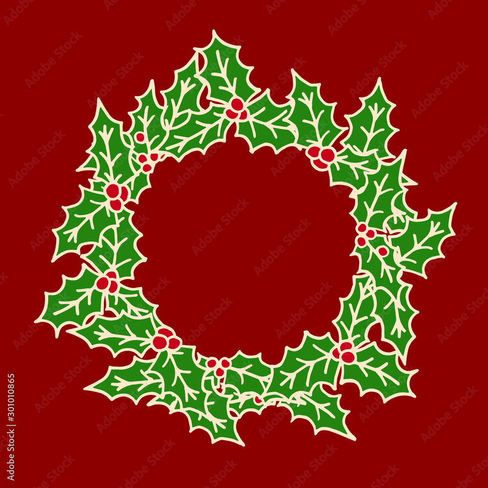 Christmas doodle holly wreath Christmas doodle holly wreath