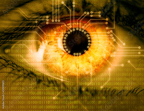 Biometric retina scan or cyber eye vision photo