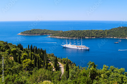 Dubrovnik, Dubrovnik Riviera, Croatian Adriatic sea. Sailboats , yachts and ships. 