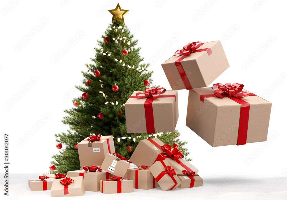 wrapped brown packages delivery boxes 3d-illustration wrapped brown packages delivery boxes 3d-illustration