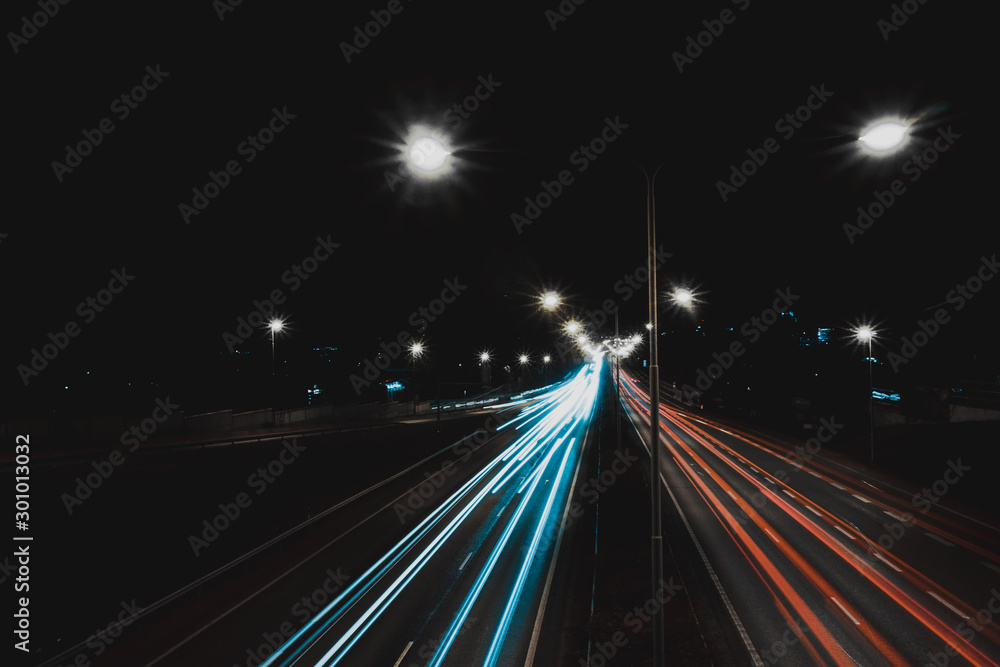 Abstract traffic lights during night in Finland