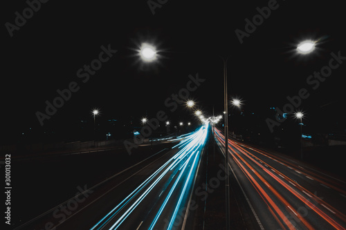 Abstract traffic lights during night in Finland