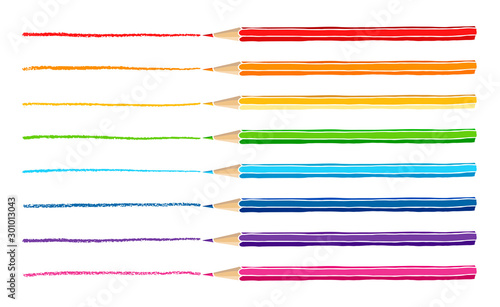Colored pencils and hatch marks illustration