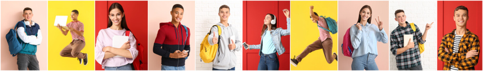 Collage of photos with teenagers