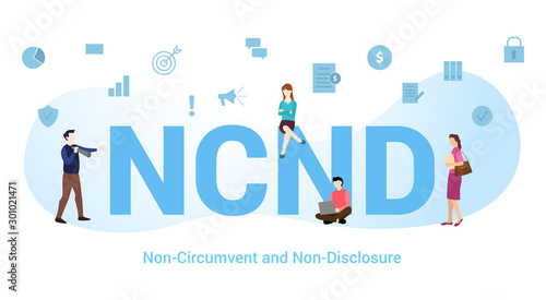 ncnd concept with big word or text and team people with modern flat style - vector