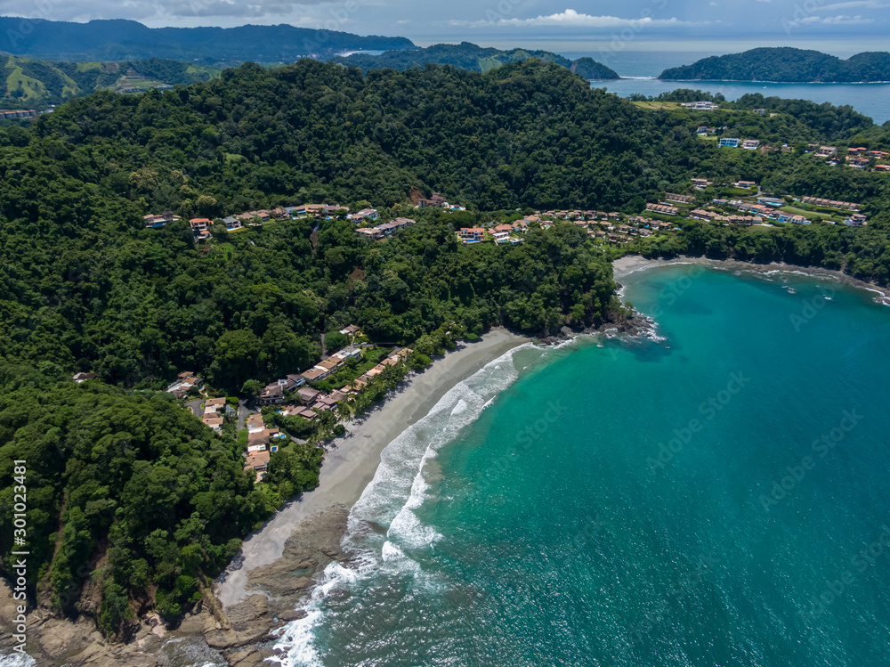 Beautiful aerial view of the magnificent beach in Costa Rica 