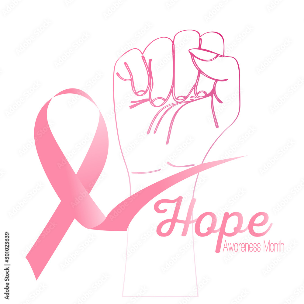 Breast cancer poster with an awareness ribbon - Vector illustration
