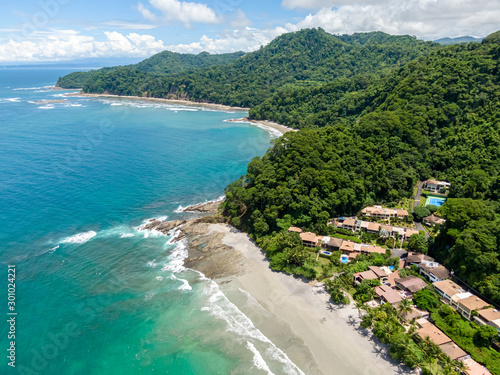 Beautiful aerial view of the magnificent beach in Costa Rica 