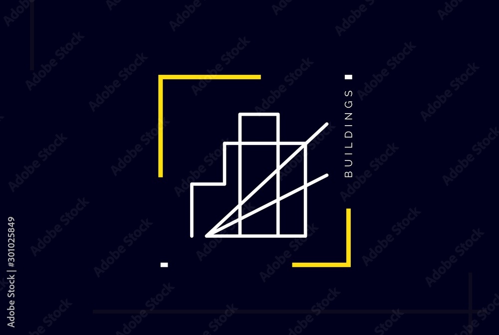 Minimalist skyscraper city building line art logo design vector graphic Minimalist skyscraper city building line art logo design vector graphic
