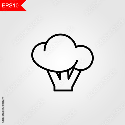 Broccoli thin line icon on grey background. Vector illustration eps10.