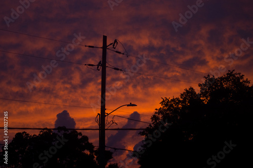 Dark Orange Sunset In Florida