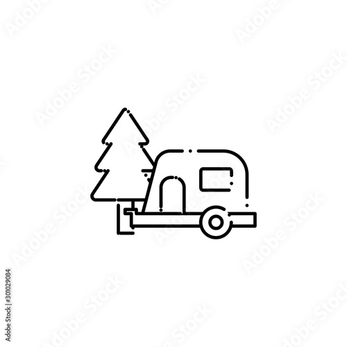 Isolated camping car icon line design