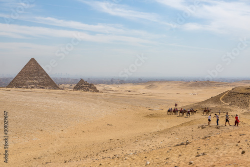 The ancient Egyptian Pyramid of Khufu with ruins  tombs and monuments in Giza  Cairo  Egypt